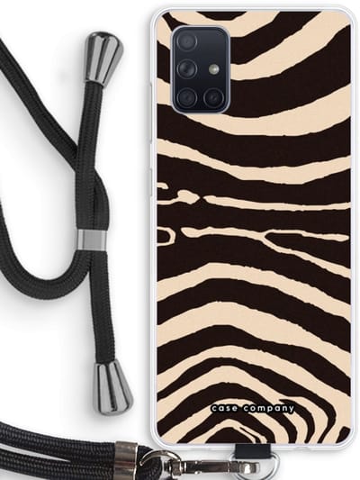 Case Company® - Hoesje met koord geschikt voor Samsung Galaxy A71 hoesje met Koord - Arizona Zebra - Telefoonhoesje met Zwart Koord - Bescherming aan alle Kanten en Over de Schermrand