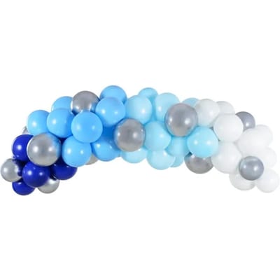 Partydeco - DIY Kit Ballonboog - Blauw en Zilver (2m, 60 ballonnen)