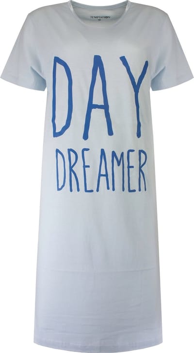 Temptation Dames Bigshirt - Day Dreamer Tekst - Licht Blauw - Maat S