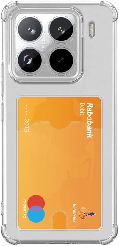 Transparant Hoesje met Pasjeshouder Geschikt voor Xiaomi 15 | Back Cover Dun TPU | Schokbestendig | Ultra Dun | Kaarthouder Achterkant | Shockproof | Doorzichtig