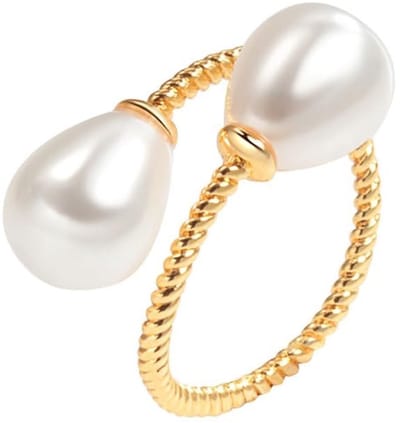 Dailygoods- Stapelring Verstelbaar - Dubbele Parels - Hypoallergeen