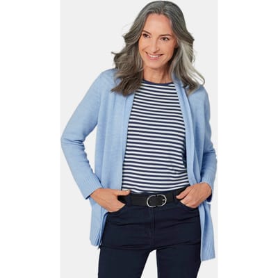 Tricot jasje van merinowol - lichtblauw / gemêl. - Gr. 38 van Goldner Fashion