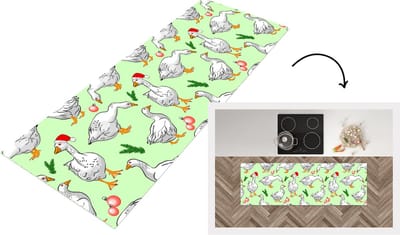 Keukenloper - Loper keuken - Gans - Kerstballen - Christmas - Patronen - 150x50 cm - Keukenloper vinyl
