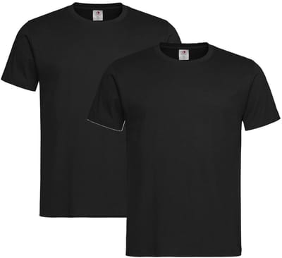 Zwart basic heren t shirt ronde hals - 2x - 100% katoen - onder shirts, maat: XL