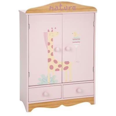 Arias Nature Houten poppenkleerkast met kleerhangers Poppenmeubelen
