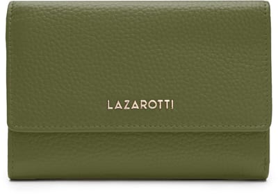 Lazarotti Leren portemonnee Bologna Leather Zip Wallet With 15 Card Slots Olive olijfgroen