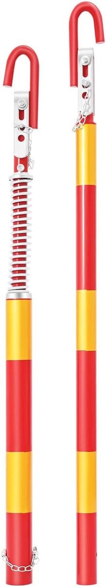 Sleepstang met Veerdemping - Trekstang Haken - Veilig Slepen Voertuigen - 2-Delig Robuust Staal - 95 cm Lengte - Rood Geel