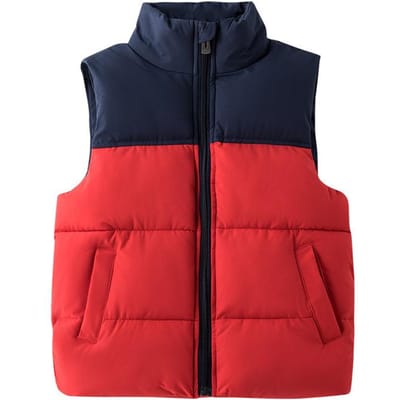 Meisjes Jongens Dons Katoen Gevoerde Gilet Kinderen Warme Mouwloze Jas Kids Gilet Bovenkleding Herfst Winter Jongens Jas 110cm rood