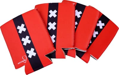 Dinilu - 4 x Blikjeskoelers Amsterdamse Vlag voor 33cl Blikjes