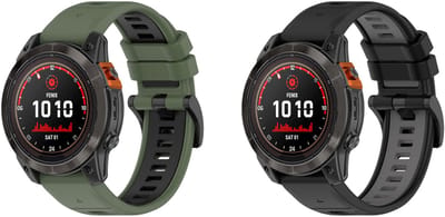 Strap-it bundel van 2 siliconen sport bandjes - Geschikt voor Garmin Fenix 5 - Plus / Fenix 6 - Pro / Fenix 7 (Pro - Sapphire - Solar) / Fenix 8 - 47mm / Quatix 5-6-7 / Epix Gen 2 - 47mm / Forerunner 935 / 945 / 955 / 965 - Groen & Zwart