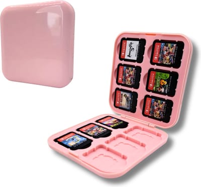 Game Card Case geschikt voor Nintendo Switch games - Accessoires Switch - 12 Games - Opbergen - Beschermen - Travel Koffer - Plastic - Siliconen - Roze