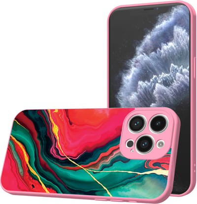 Smartphonica Telefoonhoesje Geschikt voor iPhone 11 Pro met Rood Groen Marmer opdruk - TPU Back Cover Case Red Green Marble Design - Roze geschikt voor iPhone 11 Pro