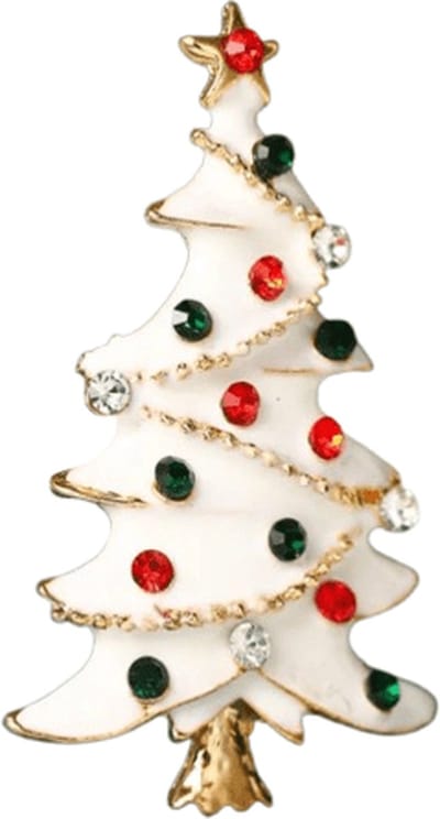 Plux Fashion Kerstboom Broche - Wit - 3cm/5cm - Gouden Broche - Kuntmatige Diamanten Broche - Kerst Broche - Fancy Broche - Christmas Brooch - Sieraden - Luxe Style - Duurzame Kwaliteit - Broche - Christmas Tree Brooch