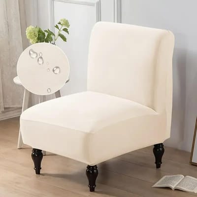 1PC Housse de Fauteuil d'Appoint Sans Manches Couleur Unie Nordique Spandex Housse de Canapé Simple Extensible Élastique Housse de Protection de Canapé white