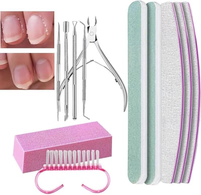 Nagelvijlset Manicureset - Nagelverzorging Tools - Salon Kwaliteit Thuis - Roestvrij Staal - 10 Delig - Zilver