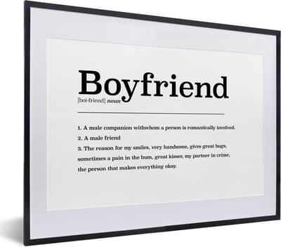 Fotolijst incl. Poster - Woordenboek - Vriend - Quotes - Vriend definitie - Spreuken - 40x30 cm - Posterlijst