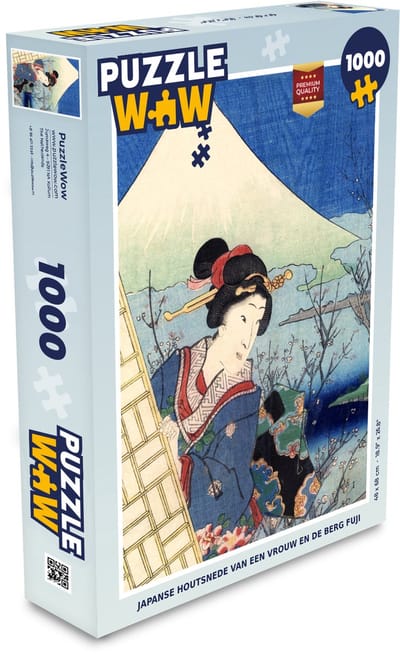 Puzzel Japanse houtsnede van een vrouw en de berg Fuji - Legpuzzel - Puzzel 1000 stukjes volwassenen