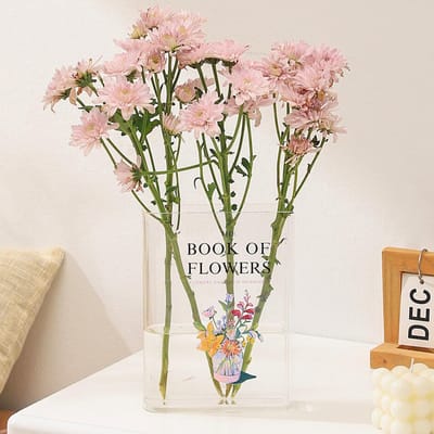 Boek Vaas voor Bloemen - Acryl Decoratieve Vaas voor Thuis en Woonkamer