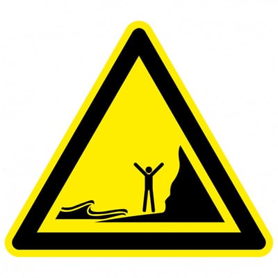 Vloedgevaar sticker, ISO 7010, W060 50 mm - 10 stuks per kaart