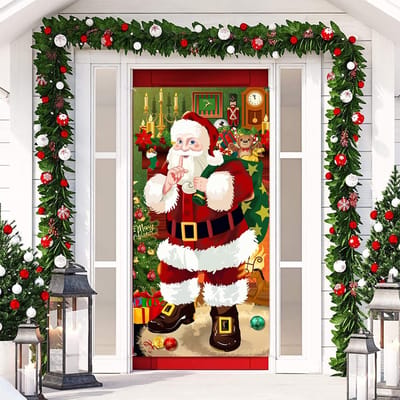 Dailygoods- Kerstdeurafdekking 185 x 90 cm - Kerstman Deurdecoratie - Hangende Deurplaat - Garagedeur Banner - Feestartikelen - Polyester Materiaal - Deurbanner