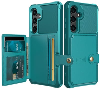 Portemonnee Hoesje Geschikt voor Samsung Galaxy S25 FE - Back Cover met Pasjeshouder - Telefoonhoesje voor Pinpas - Kaarthouder op Achterkant - Case met Magneet Groen
