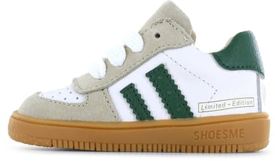 Shoesme Wit-Groen Sneakertje - Sneakers Kinderen - Jongens - Beige Green - Suède - Maat 18