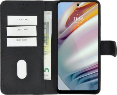 Geschikt voor Motorola Moto G60/ G40 Hoesje - Bookcase - Pu Leder Wallet Book Case Zwart Cover