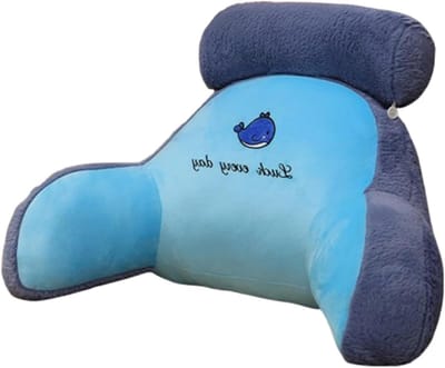 Leeskussen Bed - Rugkussen Zitkussen - Ontspannen Lezen - Ergonomisch Ontwerp - 70x50cm - Blauwe Walvis
