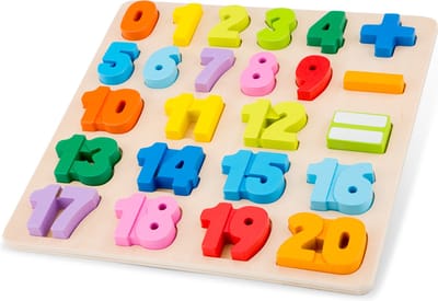 Woet® Houten Cijfers & Rekentekens Puzzel - Getallen 0 t/m 20 - Kleurrijk Rekenpuzzel Speelgoed - Educatief Leren Tellen - Peuterspeelgoed - Vanaf 2 Jaar