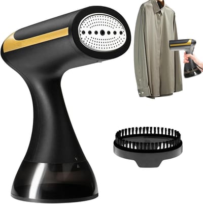 Stoomstrijkijzer Handheld - Kledingstomer Stoomapparaat - Kreukels Verwijderen - Krachtige Stoomstroom - 300ml Tank - Zwart Bruin