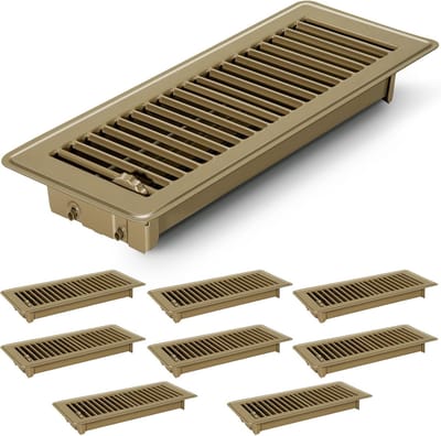 Vloerventilatierooster Set - Metalen Rooster - Luchtstroom Reguleren - Roestvrije Afwerking - 102 x 305 cm - Bruin