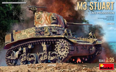 MiniArt Modelbouwpakket Militaire voertuigen - 35432 M3 Stuart Lichte Tank - Late Productie - WWII Amerikaanse Tank Plastic - 1:35 - Modelbouw