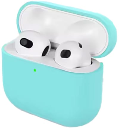 Lichtblauw AirPods 3hoesje - Hoesje geschikt voor AirPods 3 - Siliconen Beschermhoesje - Airpodshoesje - Geschikt voor Apple AirPods 3 - Turquoise - CHPN
