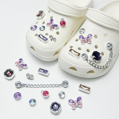 Schoenaccessoires-geschikt voor crocs charms- geschikt voor crocs pins- geschikt voor crocs Accessoires- geschikt voor Crocs Jibbitz-CJ-164 paarse diamant vlinder