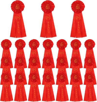24 stuks awardlinten - 2e plaats winnaar - herkenning lint - prijslinten - deelname medaillelinten voor wedstrijd sportevenement - rood