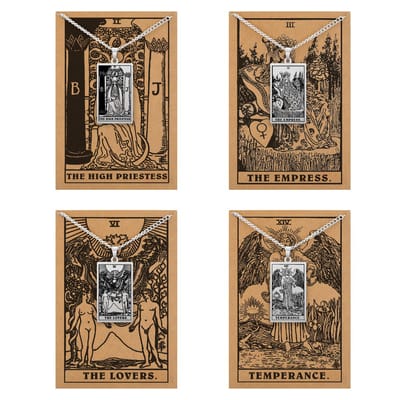 Tarot Ketting 2 | 3 | 6 | 14 bundel - Relaties & Verbinding - Zilverkleurig Stainless Steel - Inclusief Rider-Waite Kaartjes - 60cm - Pax Amare