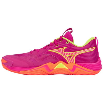 Mizuno Wave Momentum Elite Roze Tetra Fortuin Geel Lichtoranje Unisex Sneakers V1GA251242 36 pink