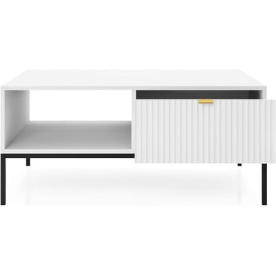 Selsey Vellore - Koffiebank 104x68 cm - wit met geribbelde voorkant en gouden handgreep