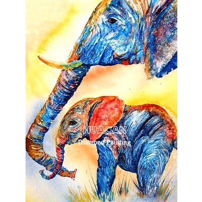 Peinture Diamant 5D Forage Complet Animal Broderie Diamant Décorations Éléphant Pour la Maison 20X30CM blue