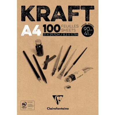 Kraft tekenblok A4 bruin 100 vel