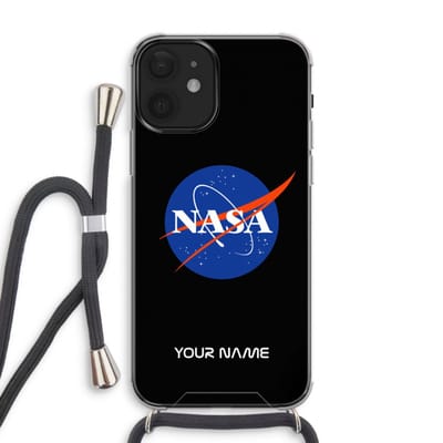 Gepersonaliseerd - Case Company® - Hoesje met koord geschikt voor iPhone 12 hoesje met Koord - NASA - Telefoonhoesje met Zwart Koord - Extra Bescherming aan alle Kanten en Over de Schermrand