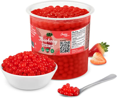 Inspire Food Company - Bubble tea - Bubble Tea Parels - Popping Boba Pearls - Popping Fruitparels - Aardbeien smaak - 3.2 KG