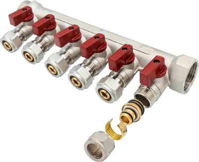Belrad Verdeler Met Bolkraan MV-1" 6x16 - Rood