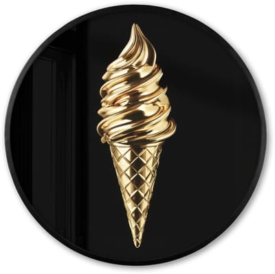 Poster in lijst Rond - Fotolijst 60x60 cm - Posters - Ijs - Goud - Zwart - Eten - Ronde posterlijst zwart - Decoratie - Wanddecoratie woonkamer - Muurdecoratie slaapkamer
