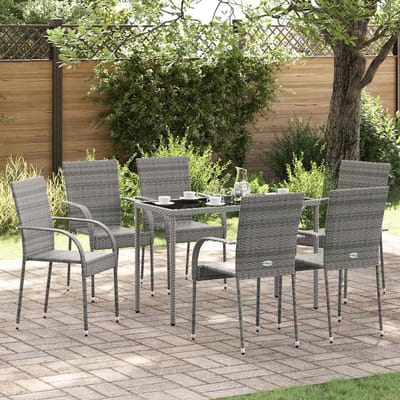 vidaXL - Tuinstoelen - stapelbaar - 6 - st - poly - rattan - grijs
