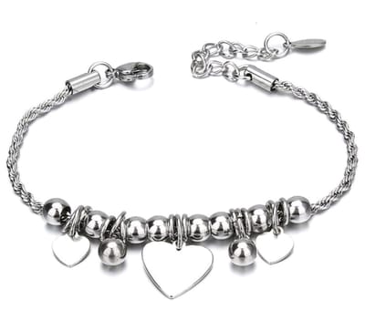 Armband Dames- Bedelarmband- Stainless Steel armband vrouw- Armband met 3 hartjes- Vrouw- LiLaLove- Moederdag