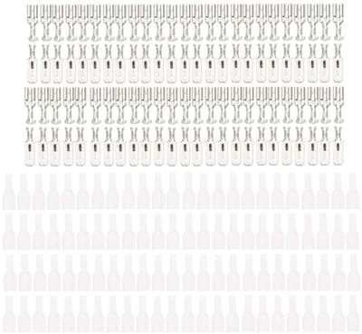 Zelfsluitende Krimpconnectoren, 200 Stuks, 6.3mm Spade Terminals, Tinned Brass, Isolerende Mof Kit voor Elektrische Verbindingen