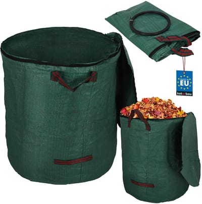KOTARBAU® Tuinafvalzak 272 L - Opvouwbare Tuinzak - Bladzak voor Gras van PP Zelfstaand - met Draaggrepen - Groenafvalzak - Tuinzak met Handgrepen - Groen