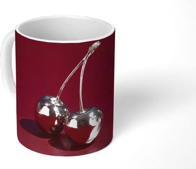 Mok - Koffiemok - Kersen - Glanzend - Bordeaux - Mokken - 350 ML - Beker - Koffiemokken - Theemok