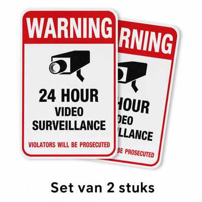 Enluxe Sticker camerabewaking - UV & Waterproof - Camerabewaking sticker - Verplicht bij camera of slimme deurbel - Videobewaking sticker - 2 Stuks
